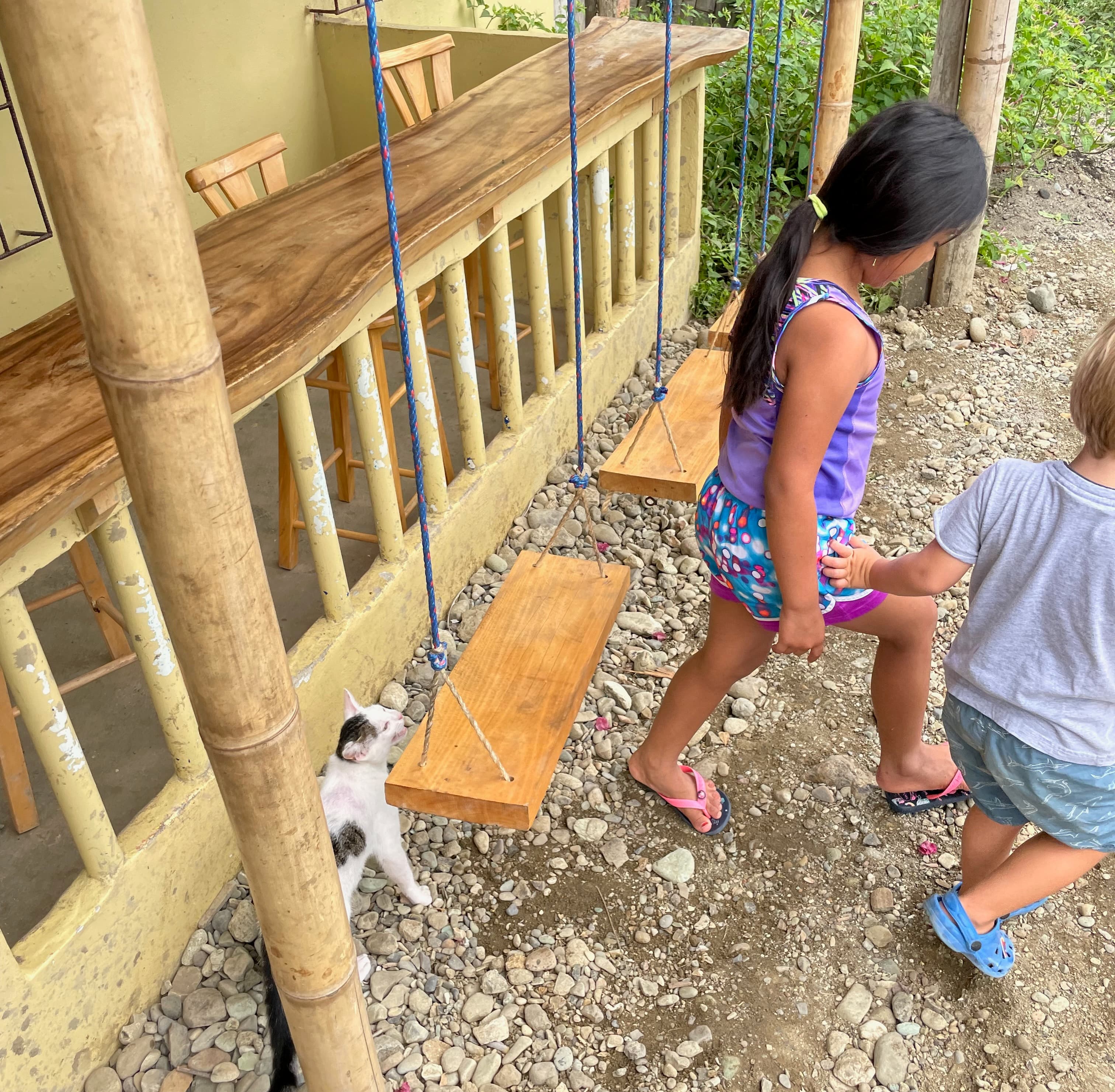 kids and cat